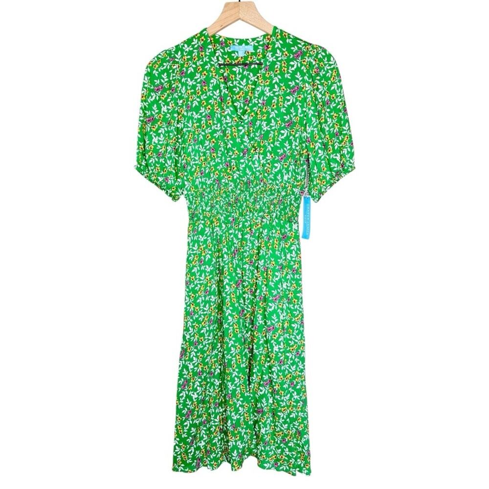 NWT DRAPER JAMES RSVP Faux Wrap Dress Floral Green Dress size Small Pockets